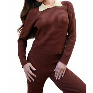 NEW MARIA STANLEY ofelia knit top in cacao/pear